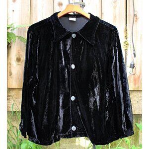 CP Shades San Francisco (Vintage) - Hippie Era 1970s Velvet Boxy Jacket, Black M